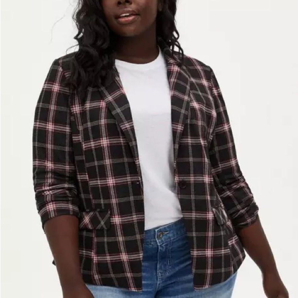 Torrid Studio Double Knit Blazer Plaid Career Office Size Large 0